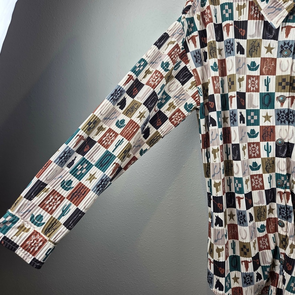 Two Fly Western Ribbed Patchwork Button Down Shir… - image 9